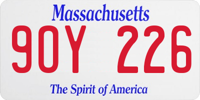 MA license plate 9OY226