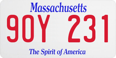 MA license plate 9OY231