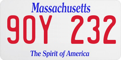 MA license plate 9OY232