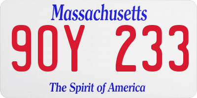 MA license plate 9OY233