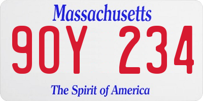 MA license plate 9OY234