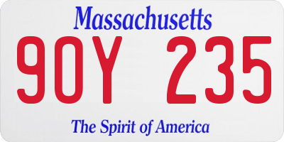 MA license plate 9OY235