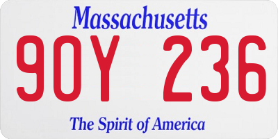 MA license plate 9OY236