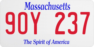 MA license plate 9OY237