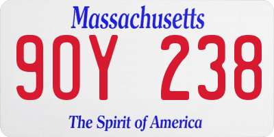 MA license plate 9OY238