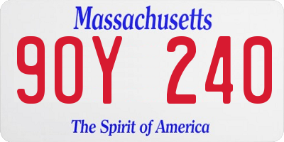 MA license plate 9OY240