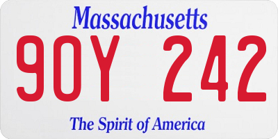 MA license plate 9OY242