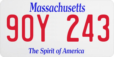 MA license plate 9OY243