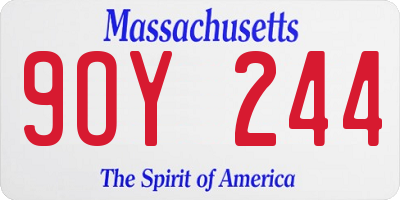 MA license plate 9OY244