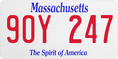 MA license plate 9OY247