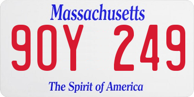 MA license plate 9OY249