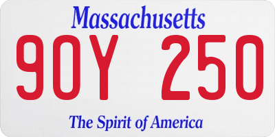 MA license plate 9OY250