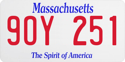MA license plate 9OY251