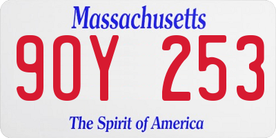 MA license plate 9OY253