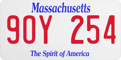 MA license plate 9OY254