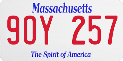 MA license plate 9OY257