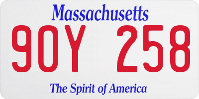 MA license plate 9OY258