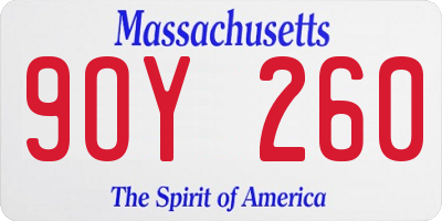 MA license plate 9OY260