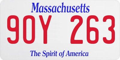 MA license plate 9OY263