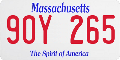 MA license plate 9OY265