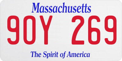 MA license plate 9OY269