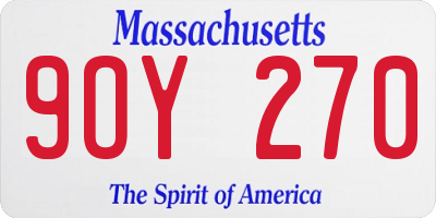 MA license plate 9OY270
