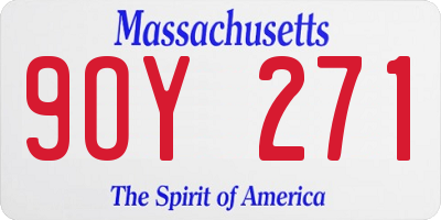 MA license plate 9OY271