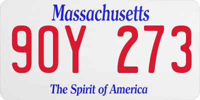 MA license plate 9OY273