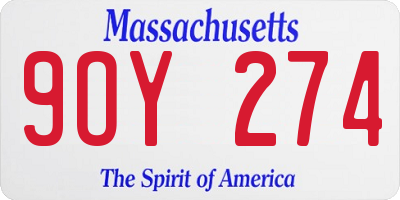 MA license plate 9OY274