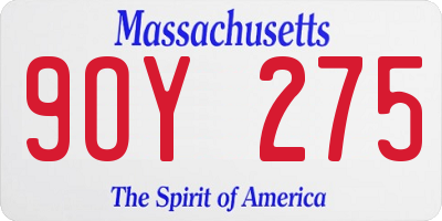 MA license plate 9OY275