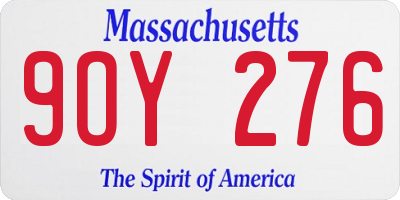 MA license plate 9OY276