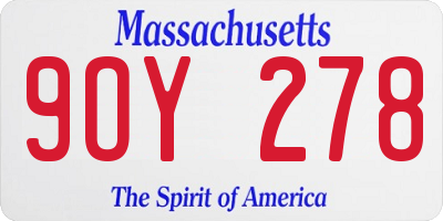 MA license plate 9OY278