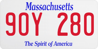 MA license plate 9OY280