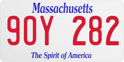 MA license plate 9OY282