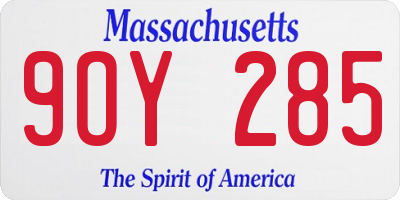 MA license plate 9OY285
