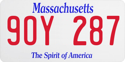MA license plate 9OY287