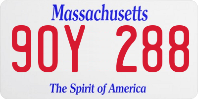 MA license plate 9OY288