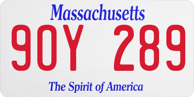 MA license plate 9OY289
