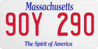MA license plate 9OY290
