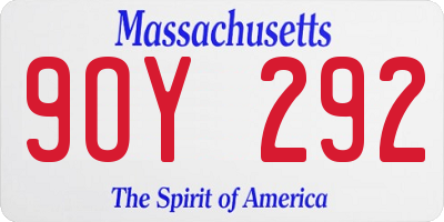 MA license plate 9OY292