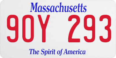 MA license plate 9OY293