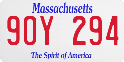 MA license plate 9OY294