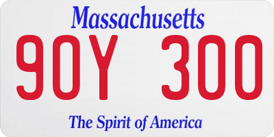 MA license plate 9OY300