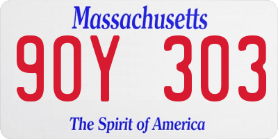 MA license plate 9OY303