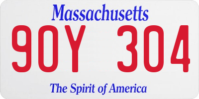 MA license plate 9OY304