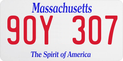 MA license plate 9OY307