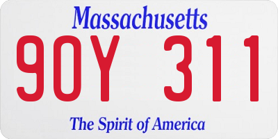 MA license plate 9OY311