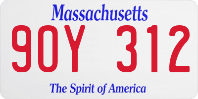 MA license plate 9OY312