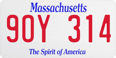 MA license plate 9OY314