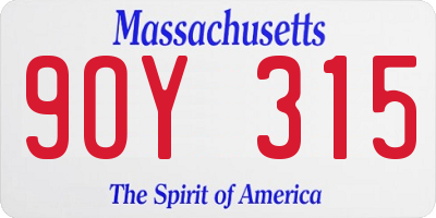 MA license plate 9OY315